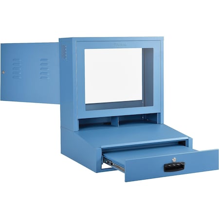 Global Industrial LCD Counter Top Security Computer Cabinet, Blue, 24-1/2W x 22-1/2D x 29-1/2H 239114BL